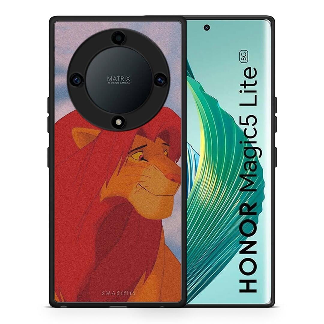 Θήκη Honor Magic5 Lite 5G / X9a Lion Love 1 από τη Smartfits με σχέδιο στο πίσω μέρος και μαύρο περίβλημα | Honor Magic5 Lite 5G / X9a Lion Love 1 Case with Colorful Back and Black Bezels