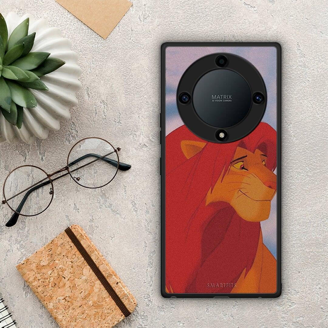 Θήκη Honor Magic5 Lite 5G / X9a Lion Love 1 από τη Smartfits με σχέδιο στο πίσω μέρος και μαύρο περίβλημα | Honor Magic5 Lite 5G / X9a Lion Love 1 Case with Colorful Back and Black Bezels