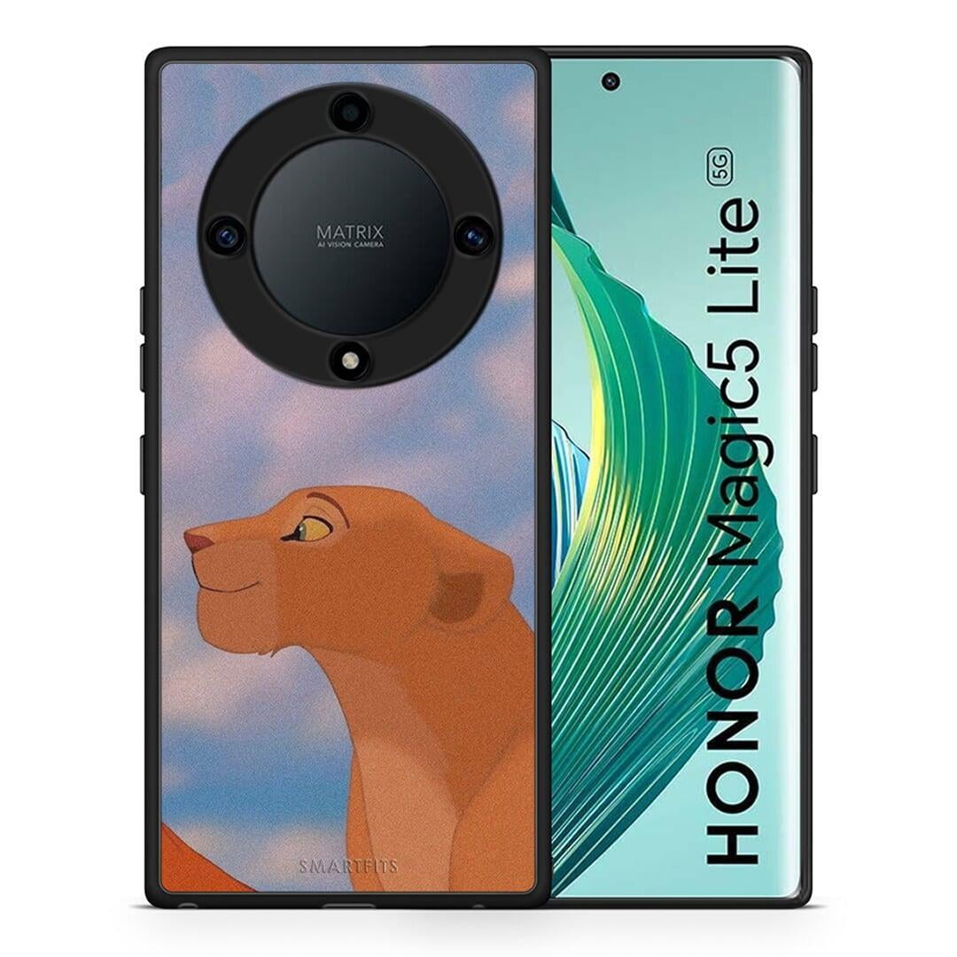 Θήκη Honor Magic5 Lite 5G / X9a Lion Love 2 από τη Smartfits με σχέδιο στο πίσω μέρος και μαύρο περίβλημα | Honor Magic5 Lite 5G / X9a Lion Love 2 Case with Colorful Back and Black Bezels