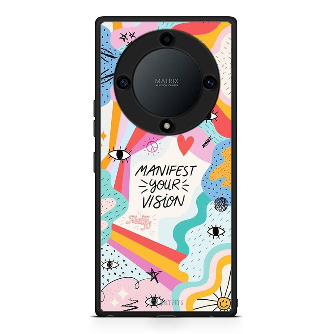 Θήκη Honor Magic5 Lite 5G / X9a Manifest Your Vision από τη Smartfits με σχέδιο στο πίσω μέρος και μαύρο περίβλημα | Honor Magic5 Lite 5G / X9a Manifest Your Vision Case with Colorful Back and Black Bezels