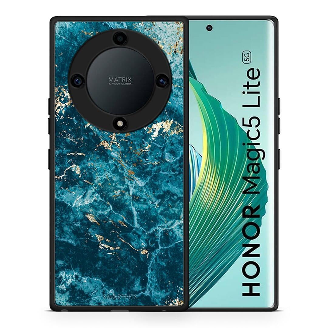 Θήκη Honor Magic5 Lite 5G / X40 / X9a Marble Blue από τη Smartfits με σχέδιο στο πίσω μέρος και μαύρο περίβλημα | Honor Magic5 Lite 5G / X40 / X9a Marble Blue Case with Colorful Back and Black Bezels