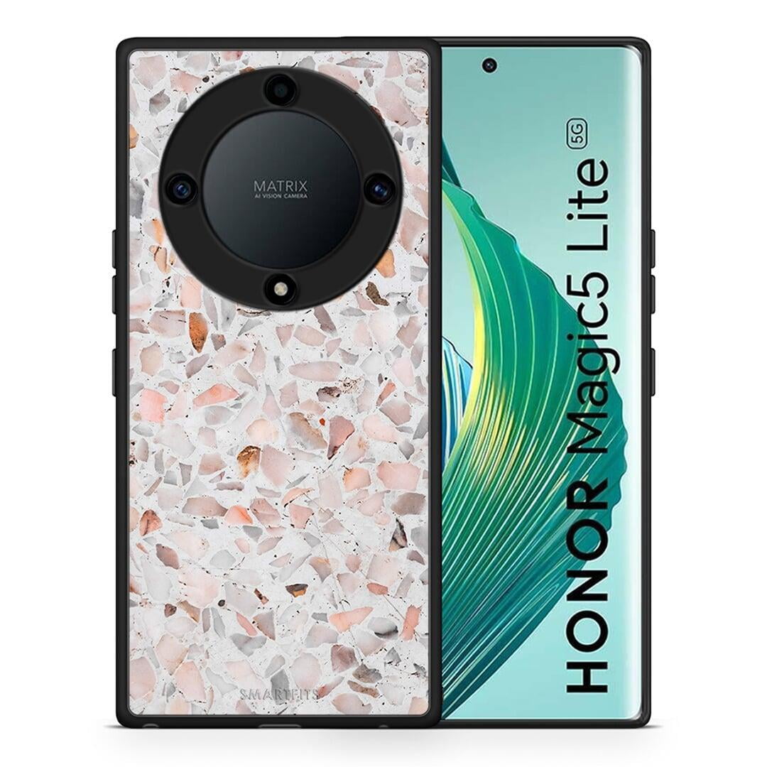 Θήκη Honor Magic5 Lite 5G / X9a Marble Terrazzo από τη Smartfits με σχέδιο στο πίσω μέρος και μαύρο περίβλημα | Honor Magic5 Lite 5G / X9a Marble Terrazzo Case with Colorful Back and Black Bezels