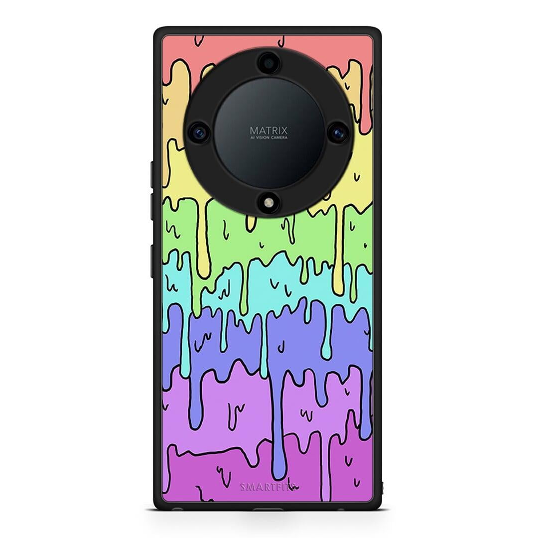 Θήκη Honor Magic5 Lite 5G / X9a Melting Rainbow από τη Smartfits με σχέδιο στο πίσω μέρος και μαύρο περίβλημα | Honor Magic5 Lite 5G / X9a Melting Rainbow Case with Colorful Back and Black Bezels