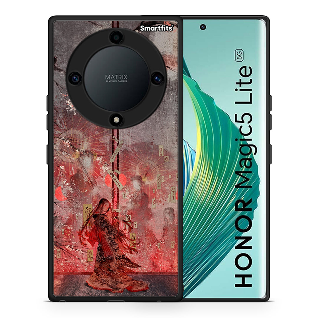 Θήκη Honor Magic5 Lite 5G / X9a Nezuko Kamado από τη Smartfits με σχέδιο στο πίσω μέρος και μαύρο περίβλημα | Honor Magic5 Lite 5G / X9a Nezuko Kamado Case with Colorful Back and Black Bezels