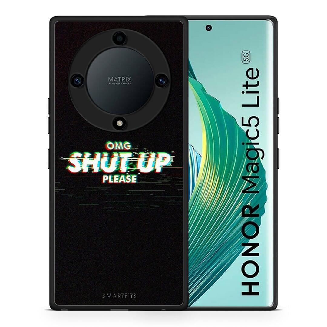 Θήκη Honor Magic5 Lite 5G / X9a OMG ShutUp από τη Smartfits με σχέδιο στο πίσω μέρος και μαύρο περίβλημα | Honor Magic5 Lite 5G / X9a OMG ShutUp Case with Colorful Back and Black Bezels