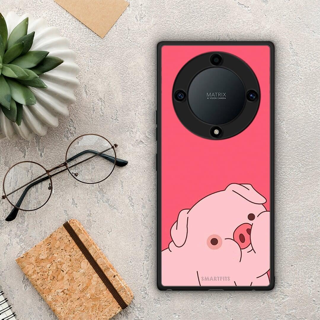 Θήκη Honor Magic5 Lite 5G / X9a Pig Love 1 από τη Smartfits με σχέδιο στο πίσω μέρος και μαύρο περίβλημα | Honor Magic5 Lite 5G / X9a Pig Love 1 Case with Colorful Back and Black Bezels