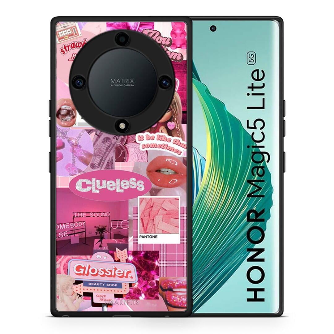 Θήκη Honor Magic5 Lite 5G / X40 / X9a Pink Love από τη Smartfits με σχέδιο στο πίσω μέρος και μαύρο περίβλημα | Honor Magic5 Lite 5G / X40 / X9a Pink Love Case with Colorful Back and Black Bezels