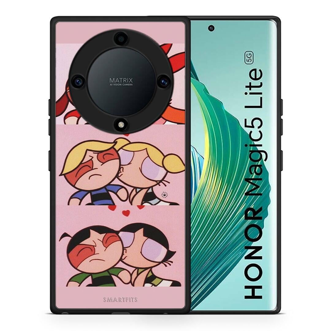 Θήκη Honor Magic5 Lite 5G / X9a Puff Love από τη Smartfits με σχέδιο στο πίσω μέρος και μαύρο περίβλημα | Honor Magic5 Lite 5G / X9a Puff Love Case with Colorful Back and Black Bezels