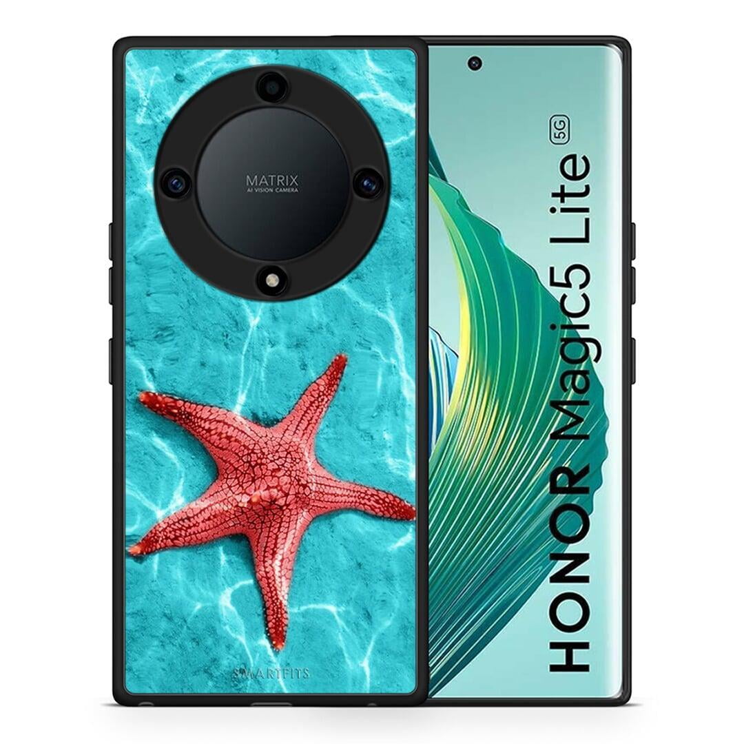 Θήκη Honor Magic5 Lite 5G / X40 / X9a Red Starfish από τη Smartfits με σχέδιο στο πίσω μέρος και μαύρο περίβλημα | Honor Magic5 Lite 5G / X40 / X9a Red Starfish Case with Colorful Back and Black Bezels