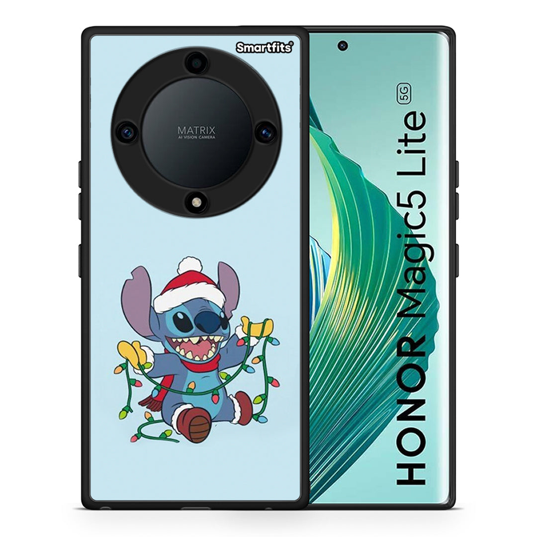 Θήκη Honor Magic5 Lite 5G / X9a Santa Stich από τη Smartfits με σχέδιο στο πίσω μέρος και μαύρο περίβλημα | Honor Magic5 Lite 5G / X9a Santa Stich Case with Colorful Back and Black Bezels