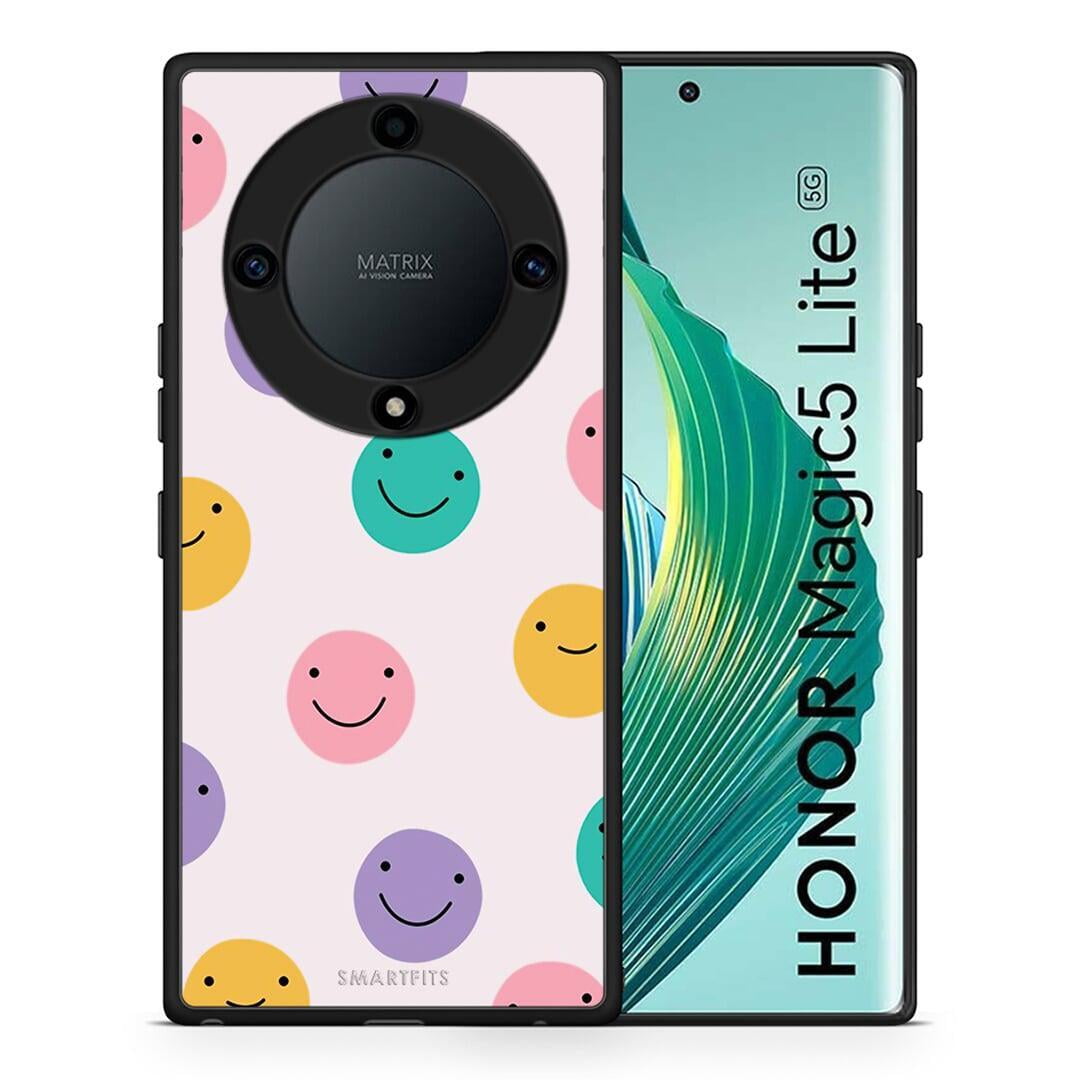 Θήκη Honor Magic5 Lite 5G / X40 / X9a Smiley Faces από τη Smartfits με σχέδιο στο πίσω μέρος και μαύρο περίβλημα | Honor Magic5 Lite 5G / X40 / X9a Smiley Faces Case with Colorful Back and Black Bezels