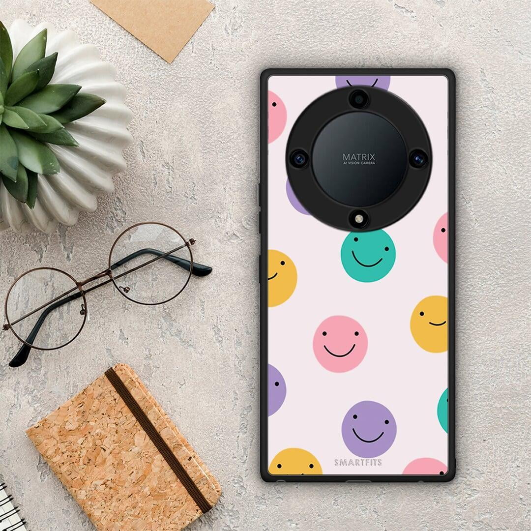 Θήκη Honor Magic5 Lite 5G / X40 / X9a Smiley Faces από τη Smartfits με σχέδιο στο πίσω μέρος και μαύρο περίβλημα | Honor Magic5 Lite 5G / X40 / X9a Smiley Faces Case with Colorful Back and Black Bezels