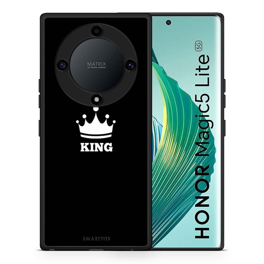 Θήκη Honor Magic5 Lite 5G / X40 / X9a Valentine King από τη Smartfits με σχέδιο στο πίσω μέρος και μαύρο περίβλημα | Honor Magic5 Lite 5G / X40 / X9a Valentine King Case with Colorful Back and Black Bezels