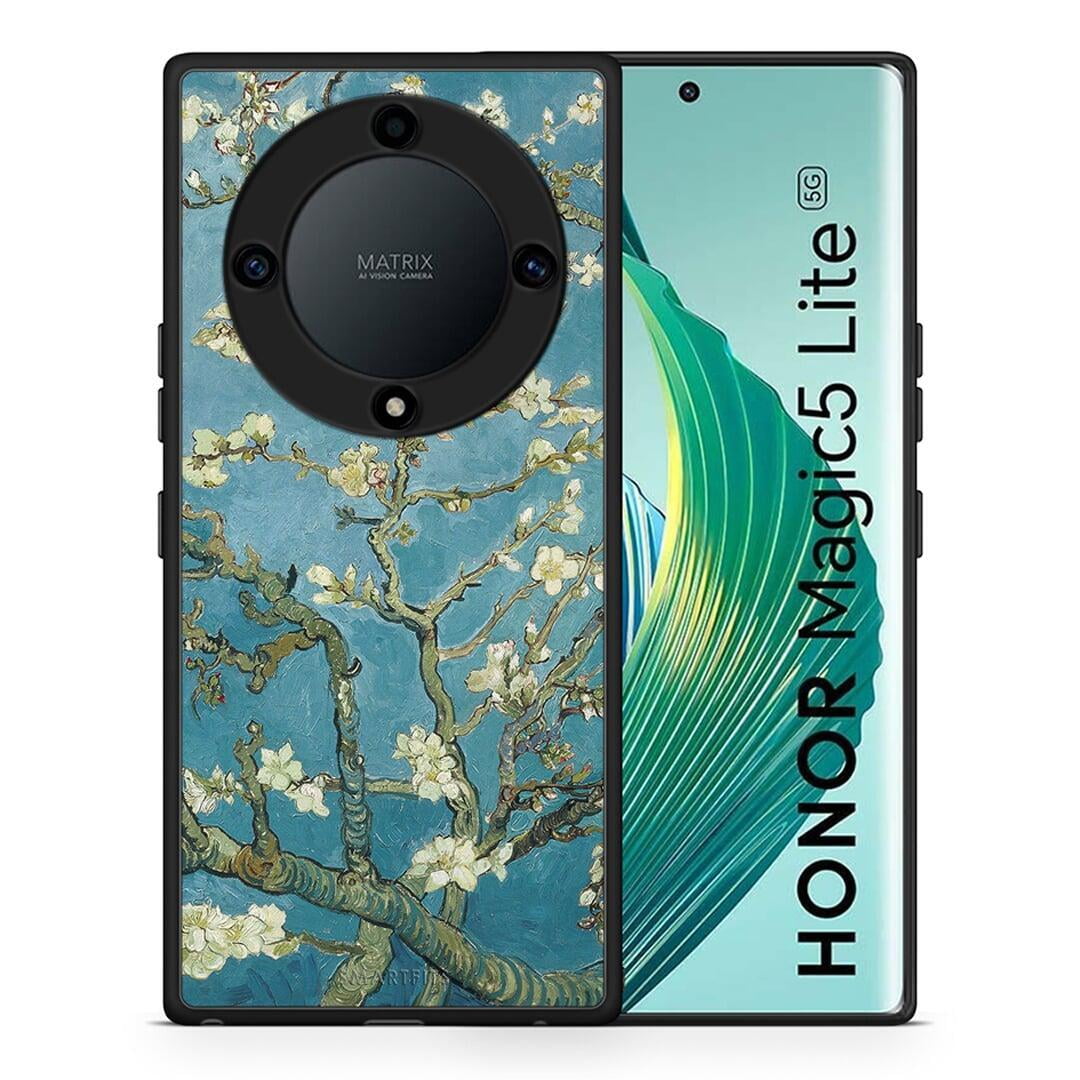 Θήκη Honor Magic5 Lite 5G / X40 / X9a White Blossoms από τη Smartfits με σχέδιο στο πίσω μέρος και μαύρο περίβλημα | Honor Magic5 Lite 5G / X40 / X9a White Blossoms Case with Colorful Back and Black Bezels