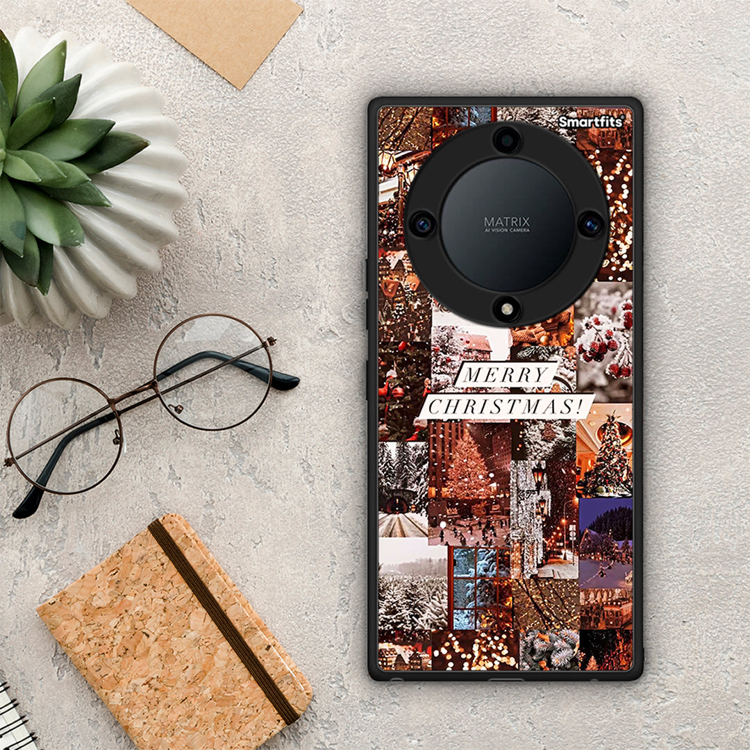 Θήκη Honor Magic5 Lite 5G / X9a Xmas Collage από τη Smartfits με σχέδιο στο πίσω μέρος και μαύρο περίβλημα | Honor Magic5 Lite 5G / X9a Xmas Collage Case with Colorful Back and Black Bezels