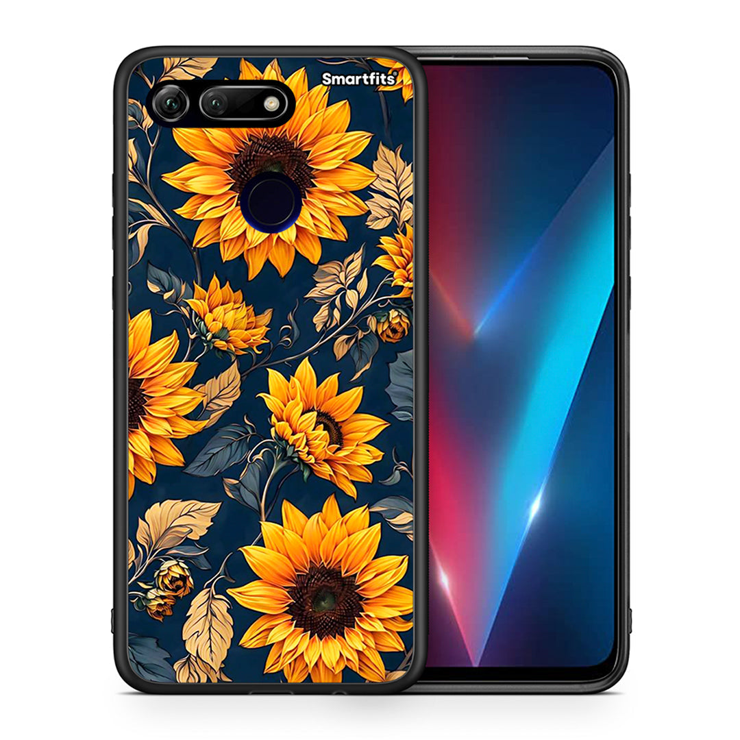 Θήκη Honor View 20 Autumn Sunflowers από τη Smartfits με σχέδιο στο πίσω μέρος και μαύρο περίβλημα | Honor View 20 Autumn Sunflowers case with colorful back and black bezels