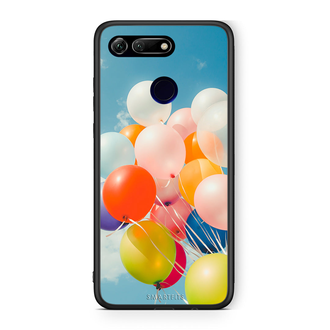 Honor View 20 Colorful Balloons θήκη από τη Smartfits με σχέδιο στο πίσω μέρος και μαύρο περίβλημα | Smartphone case with colorful back and black bezels by Smartfits