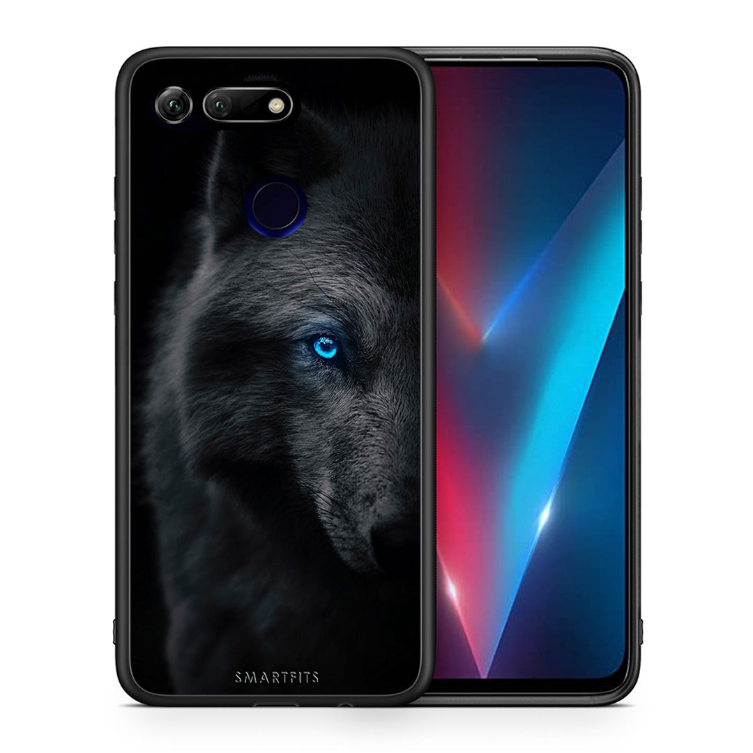 Θήκη Honor View 20 Dark Wolf από τη Smartfits με σχέδιο στο πίσω μέρος και μαύρο περίβλημα | Honor View 20 Dark Wolf case with colorful back and black bezels