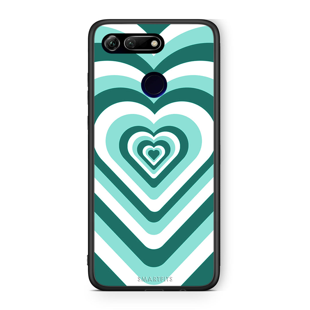 Honor View 20 Green Hearts θήκη από τη Smartfits με σχέδιο στο πίσω μέρος και μαύρο περίβλημα | Smartphone case with colorful back and black bezels by Smartfits