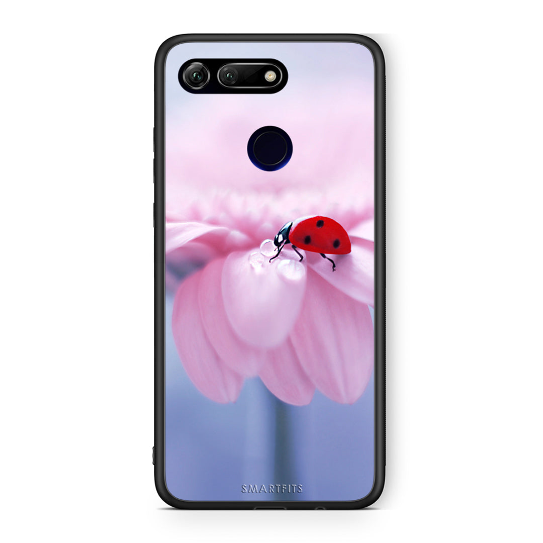 Honor View 20 Ladybug Flower θήκη από τη Smartfits με σχέδιο στο πίσω μέρος και μαύρο περίβλημα | Smartphone case with colorful back and black bezels by Smartfits