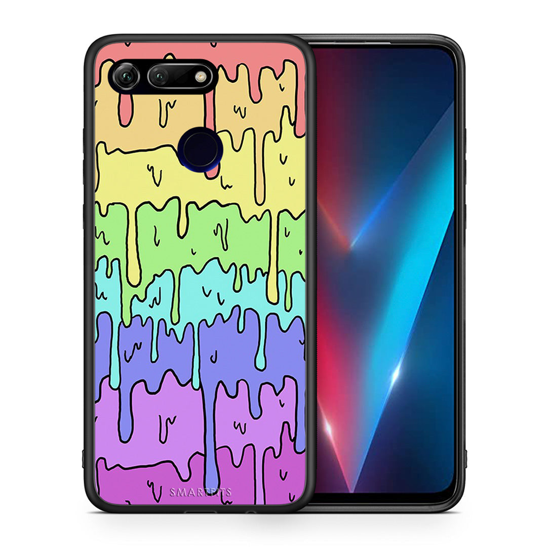 Θήκη Honor View 20 Melting Rainbow από τη Smartfits με σχέδιο στο πίσω μέρος και μαύρο περίβλημα | Honor View 20 Melting Rainbow case with colorful back and black bezels