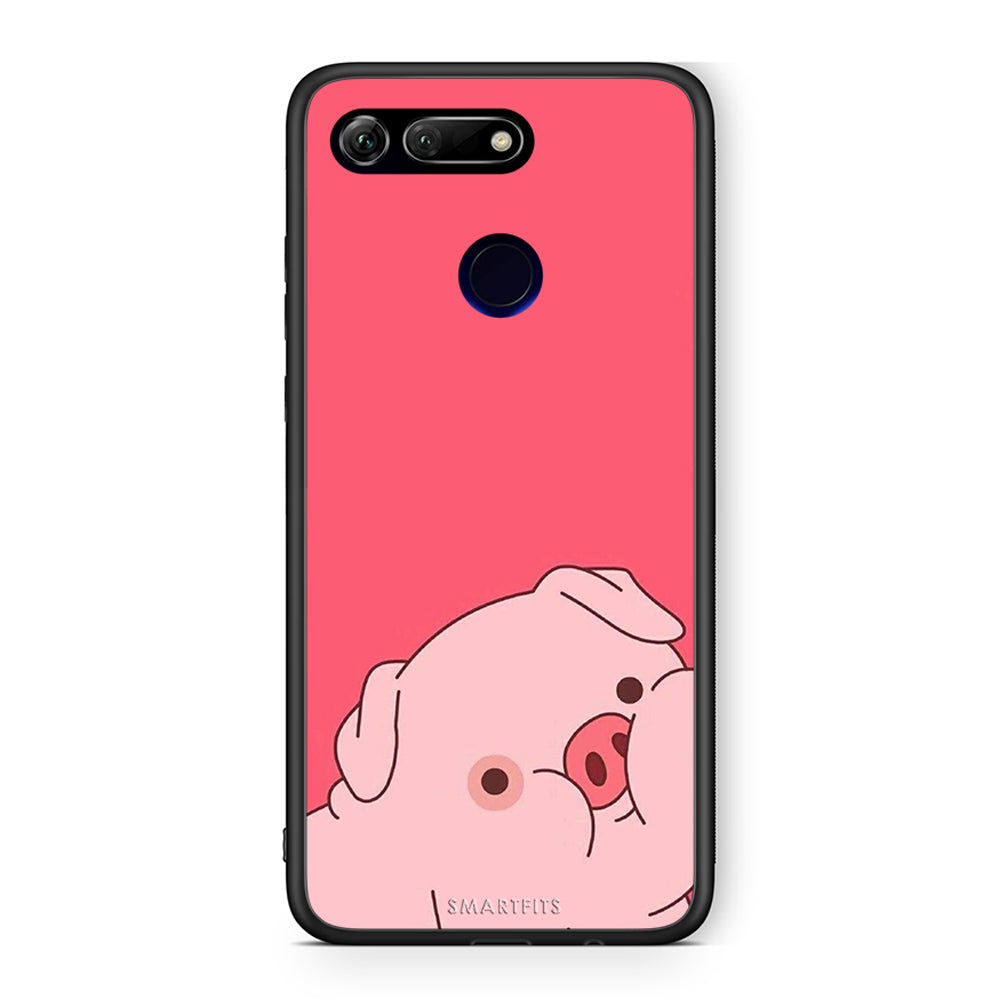Honor View 20 Pig Love 1 Θήκη Αγίου Βαλεντίνου από τη Smartfits με σχέδιο στο πίσω μέρος και μαύρο περίβλημα | Smartphone case with colorful back and black bezels by Smartfits