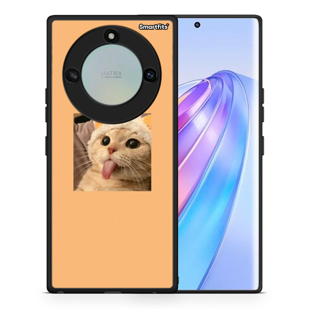 Θήκη Honor X40 Cat Tongue από τη Smartfits με σχέδιο στο πίσω μέρος και μαύρο περίβλημα | Honor X40 Cat Tongue case with colorful back and black bezels