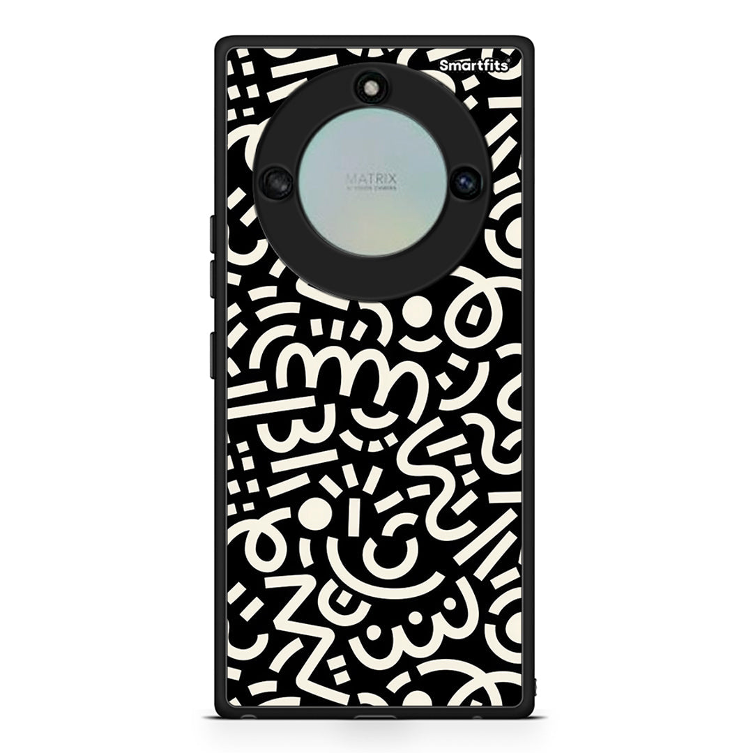 Honor X40 Doodle Art Θήκη από τη Smartfits με σχέδιο στο πίσω μέρος και μαύρο περίβλημα | Smartphone case with colorful back and black bezels by Smartfits