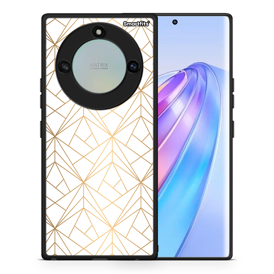 Θήκη Honor X40 Luxury White Geometric από τη Smartfits με σχέδιο στο πίσω μέρος και μαύρο περίβλημα | Honor X40 Luxury White Geometric case with colorful back and black bezels