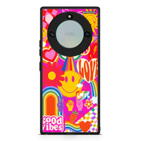 Thumbnail for Honor X40 Hippie Love θήκη από τη Smartfits με σχέδιο στο πίσω μέρος και μαύρο περίβλημα | Smartphone case with colorful back and black bezels by Smartfits