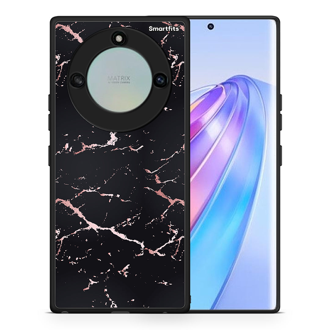 Θήκη Honor X40 Black Rosegold Marble από τη Smartfits με σχέδιο στο πίσω μέρος και μαύρο περίβλημα | Honor X40 Black Rosegold Marble case with colorful back and black bezels