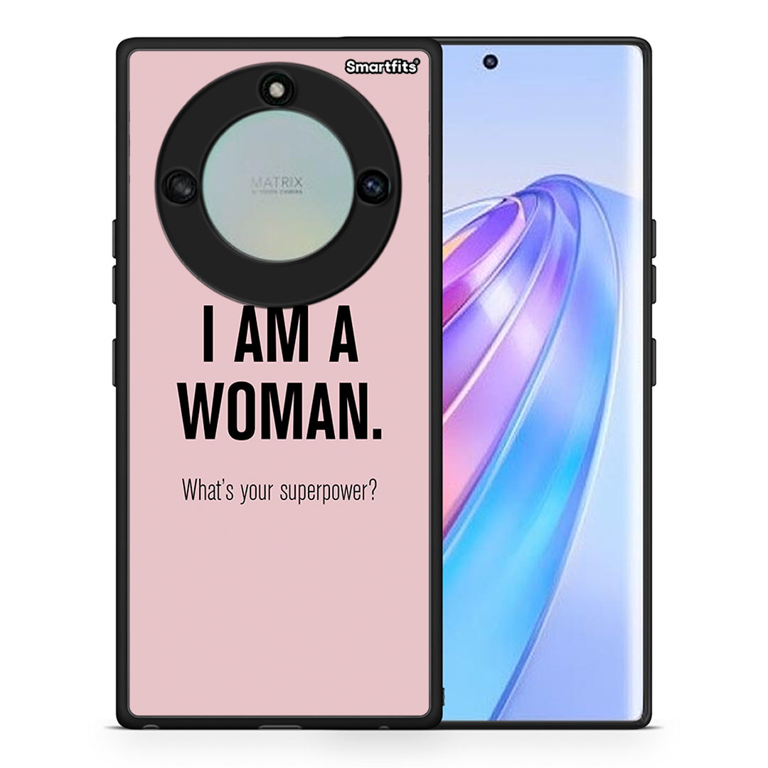 Θήκη Honor X40 Superpower Woman από τη Smartfits με σχέδιο στο πίσω μέρος και μαύρο περίβλημα | Honor X40 Superpower Woman case with colorful back and black bezels