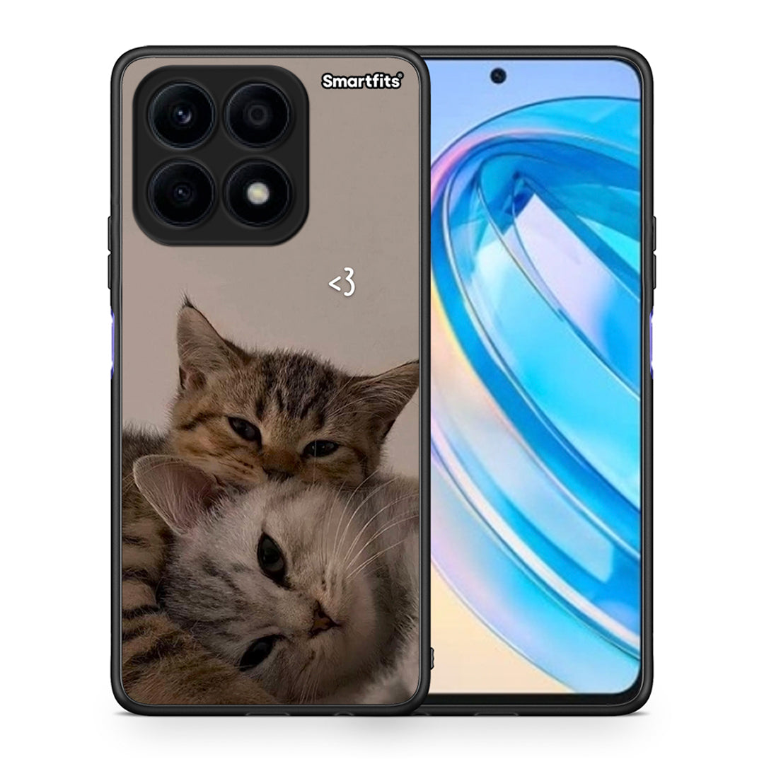 Θήκη Honor X8a Cats In Love από τη Smartfits με σχέδιο στο πίσω μέρος και μαύρο περίβλημα | Honor X8a Cats In Love Case with Colorful Back and Black Bezels