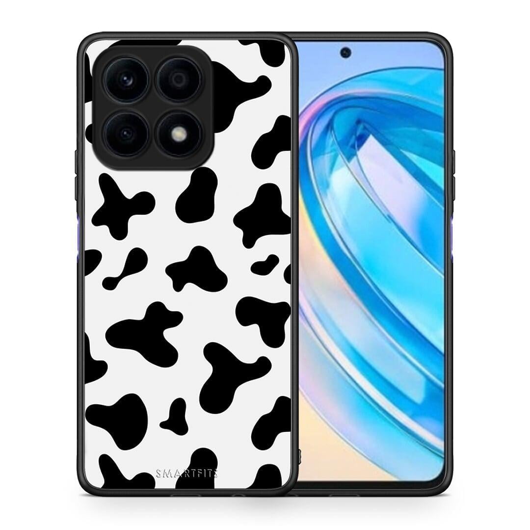 Θήκη Honor X8a Cow Print από τη Smartfits με σχέδιο στο πίσω μέρος και μαύρο περίβλημα | Honor X8a Cow Print Case with Colorful Back and Black Bezels