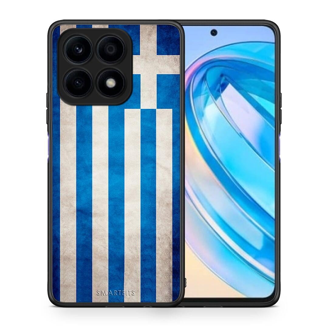 Θήκη Honor X8a Flag Greek από τη Smartfits με σχέδιο στο πίσω μέρος και μαύρο περίβλημα | Honor X8a Flag Greek Case with Colorful Back and Black Bezels