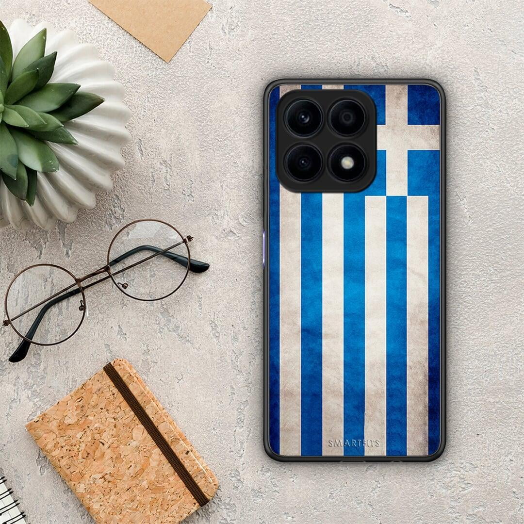 Θήκη Honor X8a Flag Greek από τη Smartfits με σχέδιο στο πίσω μέρος και μαύρο περίβλημα | Honor X8a Flag Greek Case with Colorful Back and Black Bezels