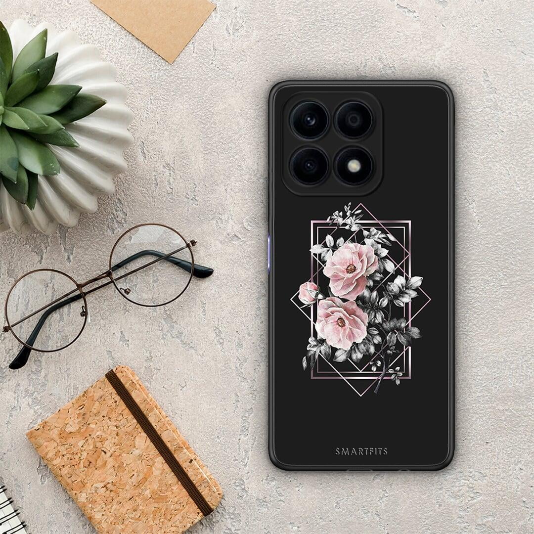 Θήκη Honor X8a Flower Frame από τη Smartfits με σχέδιο στο πίσω μέρος και μαύρο περίβλημα | Honor X8a Flower Frame Case with Colorful Back and Black Bezels