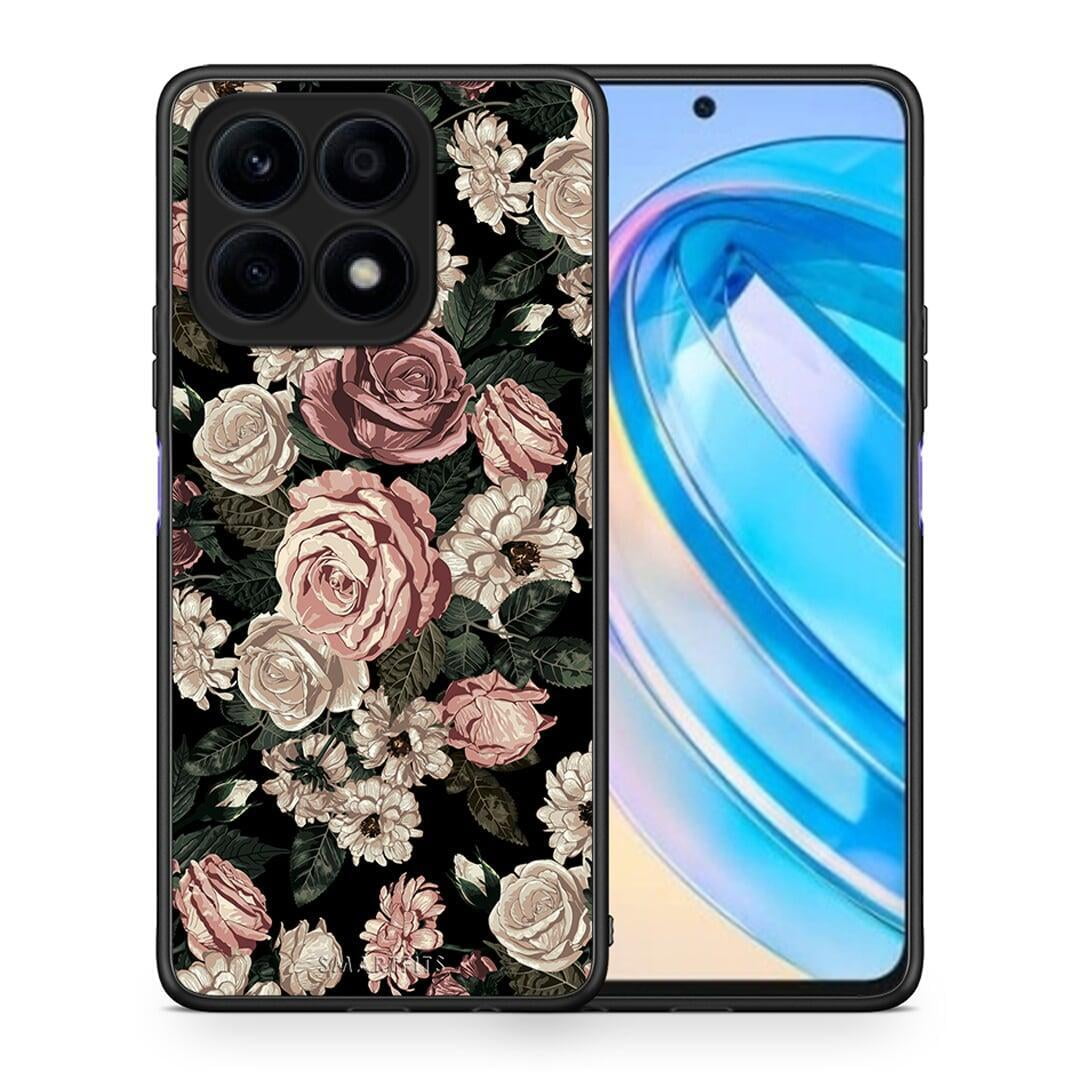 Θήκη Honor X8a Flower Wild Roses από τη Smartfits με σχέδιο στο πίσω μέρος και μαύρο περίβλημα | Honor X8a Flower Wild Roses Case with Colorful Back and Black Bezels