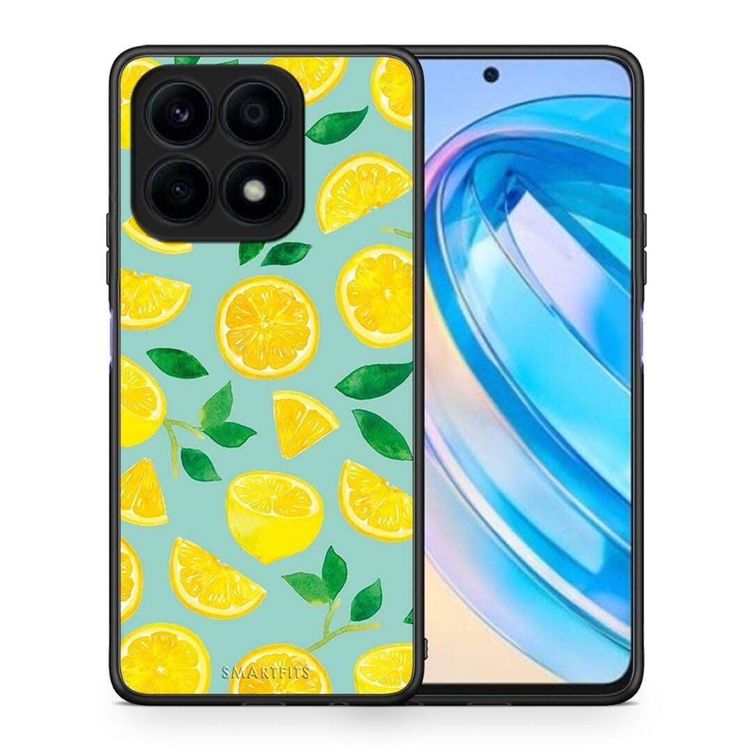 Θήκη Honor X8a Lemons από τη Smartfits με σχέδιο στο πίσω μέρος και μαύρο περίβλημα | Honor X8a Lemons Case with Colorful Back and Black Bezels