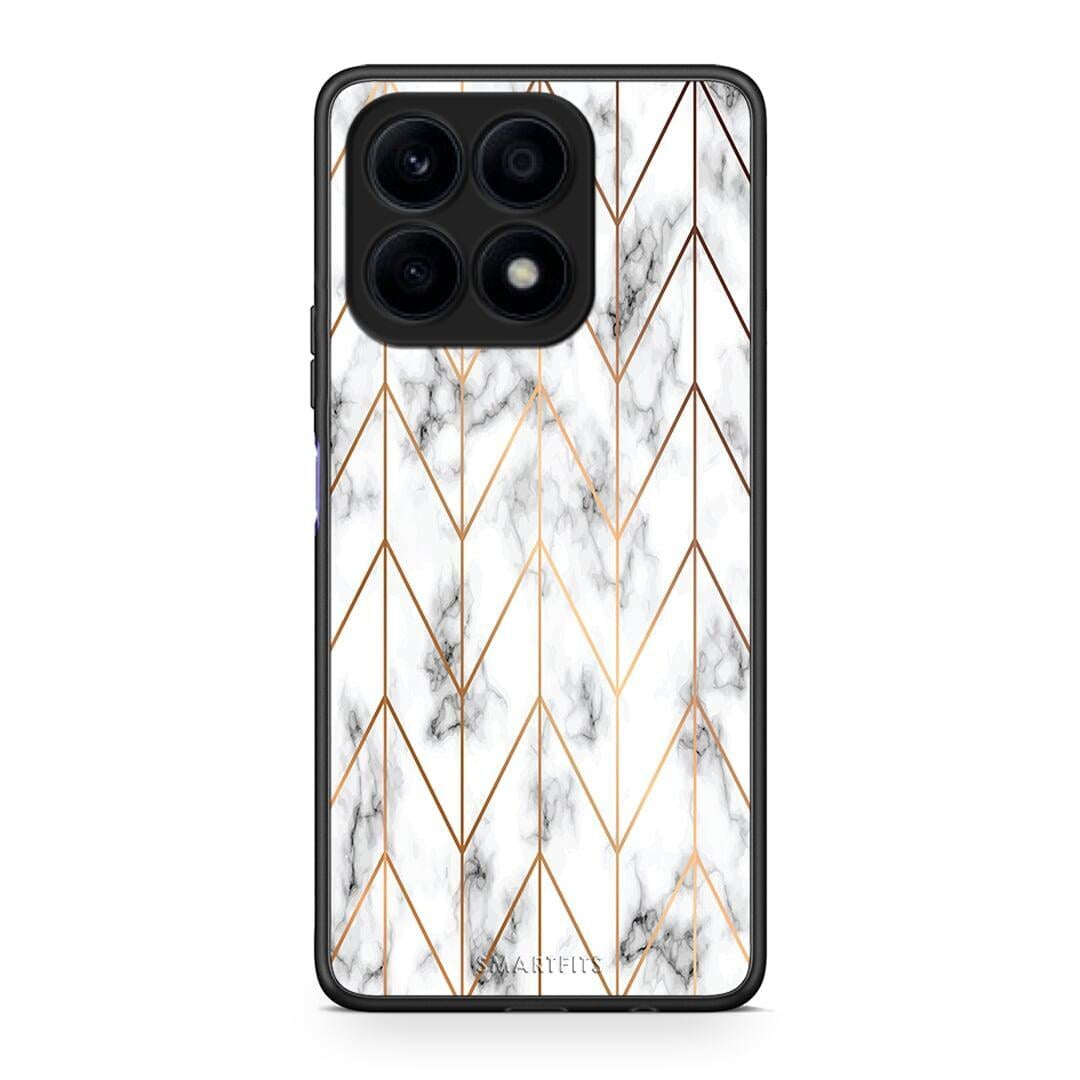 Θήκη Honor X8a Marble Gold Geometric από τη Smartfits με σχέδιο στο πίσω μέρος και μαύρο περίβλημα | Honor X8a Marble Gold Geometric Case with Colorful Back and Black Bezels