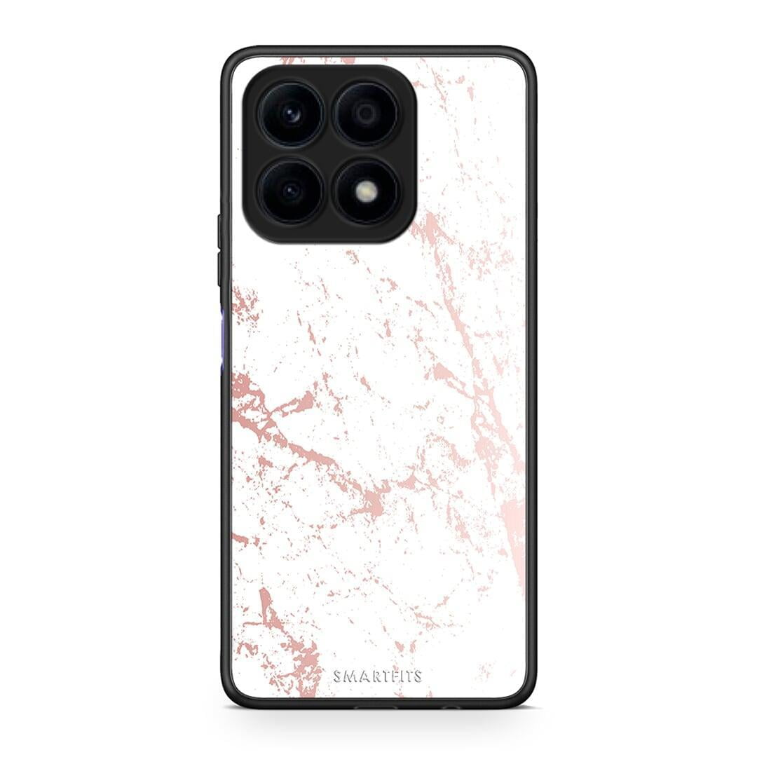 Θήκη Honor X8a Marble Pink Splash από τη Smartfits με σχέδιο στο πίσω μέρος και μαύρο περίβλημα | Honor X8a Marble Pink Splash Case with Colorful Back and Black Bezels