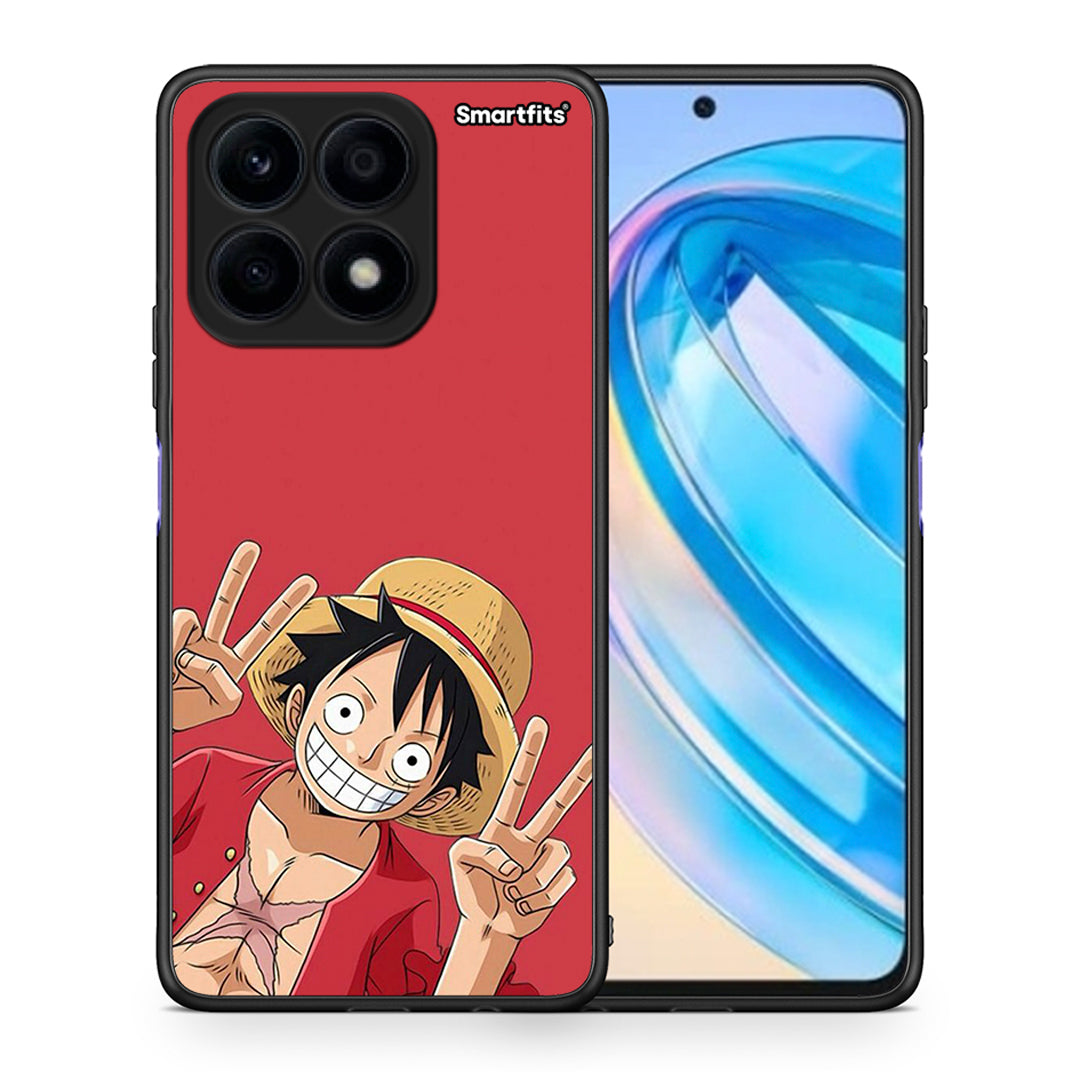 Θήκη Honor X8a Pirate Luffy από τη Smartfits με σχέδιο στο πίσω μέρος και μαύρο περίβλημα | Honor X8a Pirate Luffy Case with Colorful Back and Black Bezels