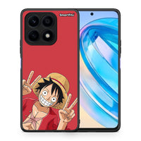 Thumbnail for Θήκη Honor X8a Pirate Luffy από τη Smartfits με σχέδιο στο πίσω μέρος και μαύρο περίβλημα | Honor X8a Pirate Luffy Case with Colorful Back and Black Bezels