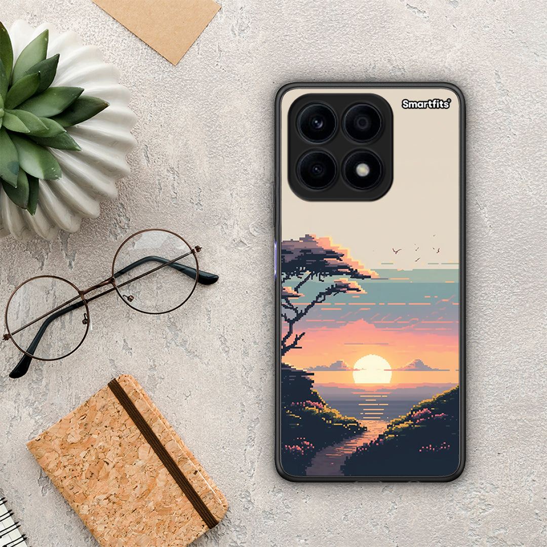 Θήκη Honor X8a Pixel Sunset από τη Smartfits με σχέδιο στο πίσω μέρος και μαύρο περίβλημα | Honor X8a Pixel Sunset Case with Colorful Back and Black Bezels