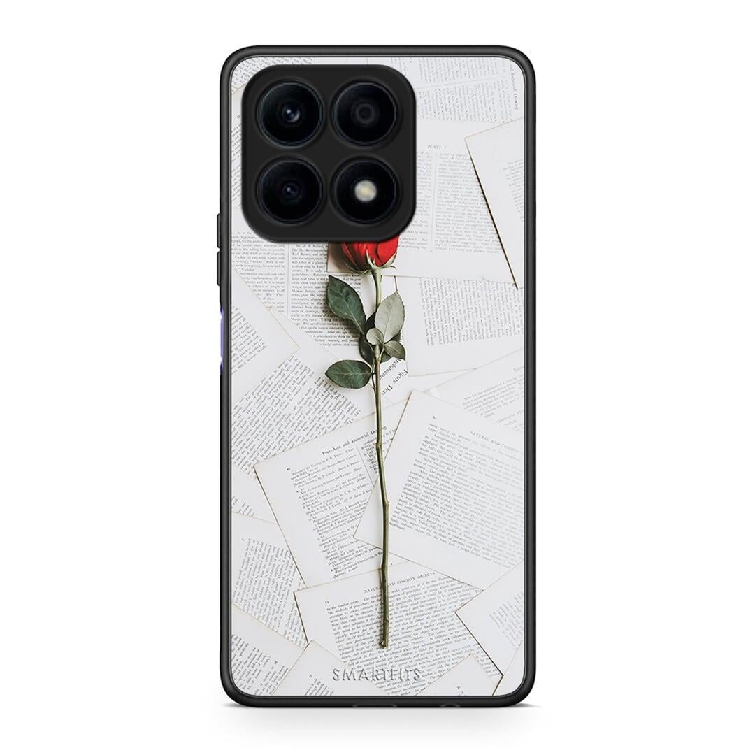 Θήκη Honor X8a Red Rose από τη Smartfits με σχέδιο στο πίσω μέρος και μαύρο περίβλημα | Honor X8a Red Rose Case with Colorful Back and Black Bezels