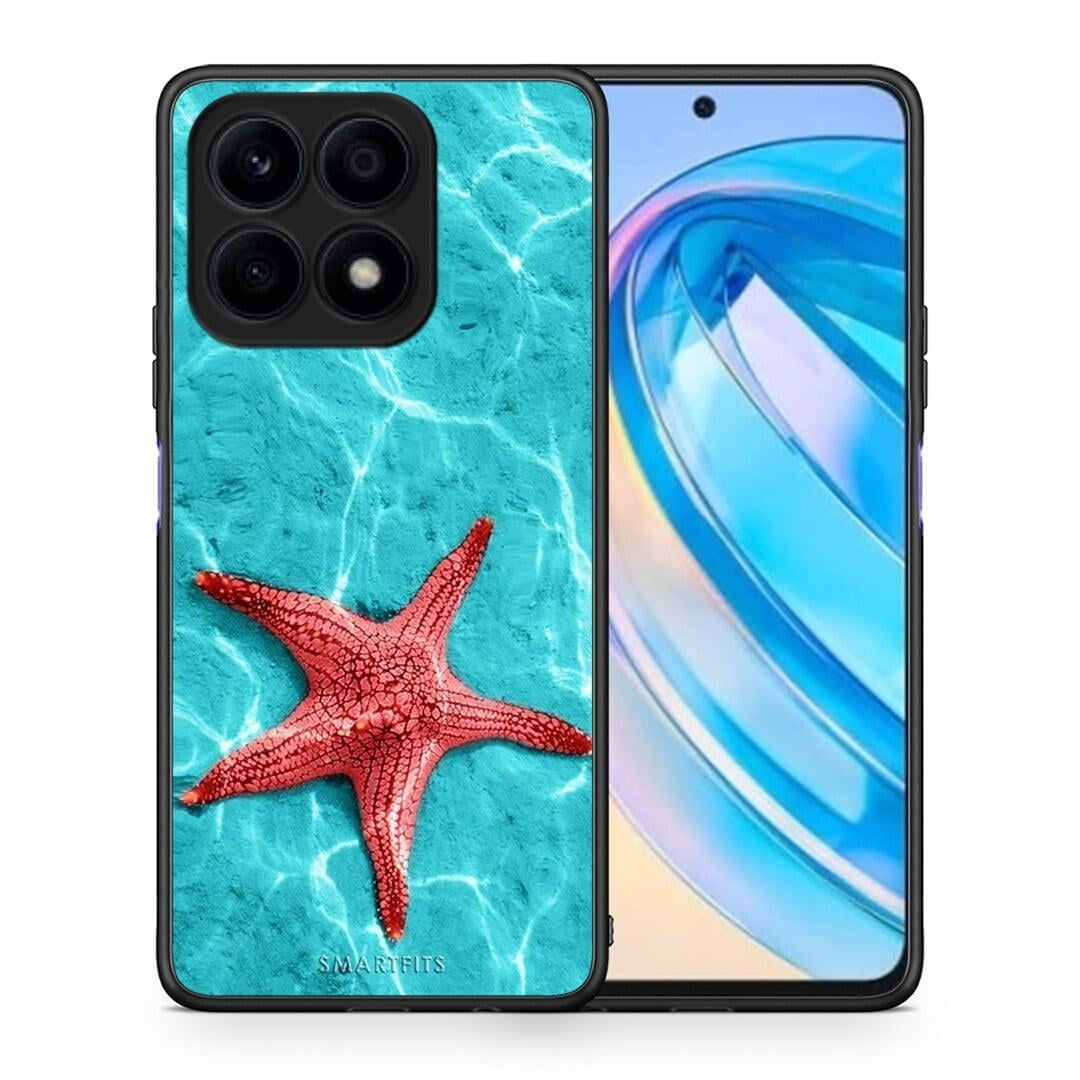 Θήκη Honor X8a Red Starfish από τη Smartfits με σχέδιο στο πίσω μέρος και μαύρο περίβλημα | Honor X8a Red Starfish Case with Colorful Back and Black Bezels