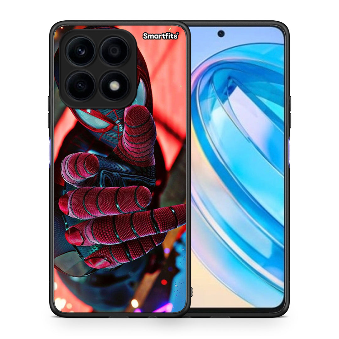 Θήκη Honor X8a Spider Hand από τη Smartfits με σχέδιο στο πίσω μέρος και μαύρο περίβλημα | Honor X8a Spider Hand Case with Colorful Back and Black Bezels