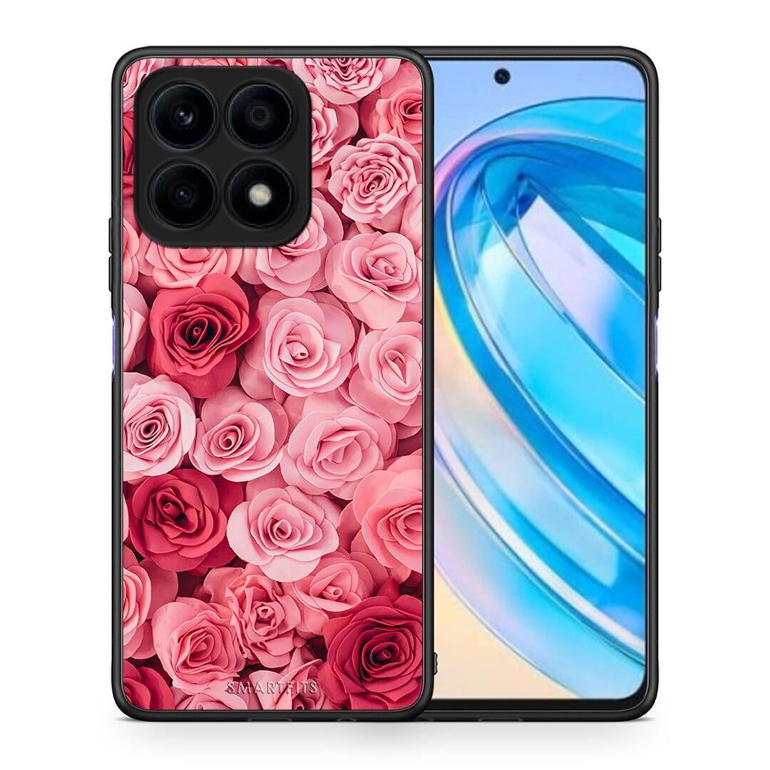 Θήκη Honor X8a Valentine RoseGarden από τη Smartfits με σχέδιο στο πίσω μέρος και μαύρο περίβλημα | Honor X8a Valentine RoseGarden Case with Colorful Back and Black Bezels