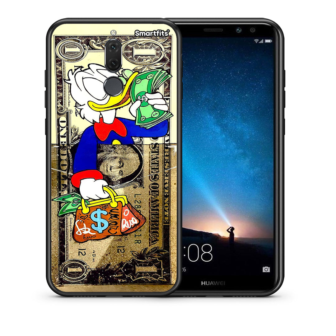 Θήκη Huawei Mate 10 Lite Duck Money από τη Smartfits με σχέδιο στο πίσω μέρος και μαύρο περίβλημα | Huawei Mate 10 Lite Duck Money case with colorful back and black bezels