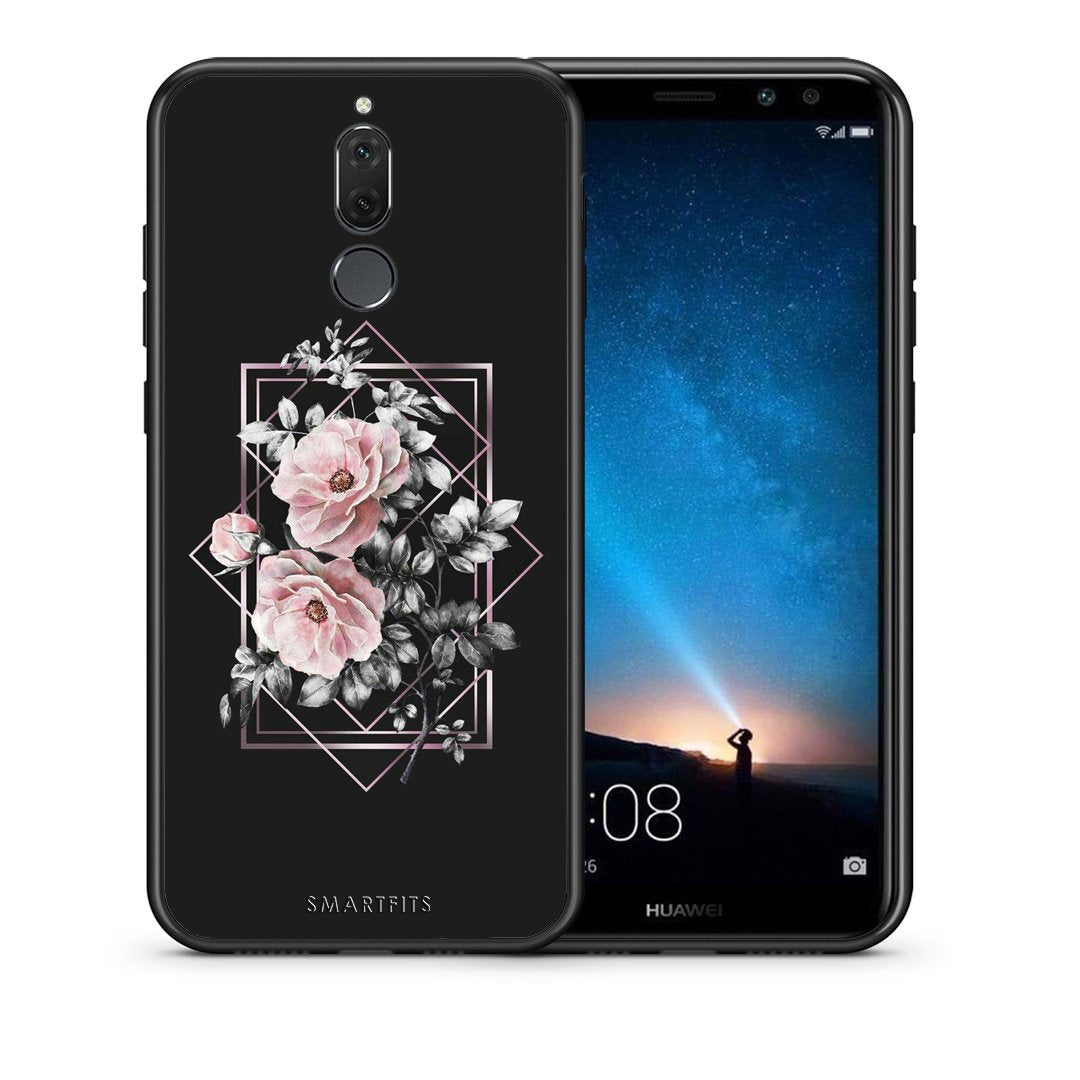 Θήκη Huawei Mate 10 Lite Frame Flower από τη Smartfits με σχέδιο στο πίσω μέρος και μαύρο περίβλημα | Huawei Mate 10 Lite Frame Flower case with colorful back and black bezels